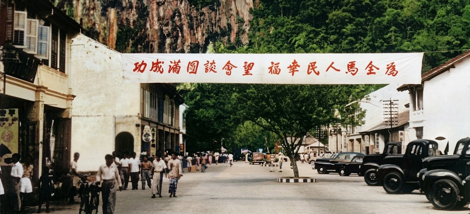 华玲街头各界群众横幅：“为全马人民幸福，望会谈圆满成功”